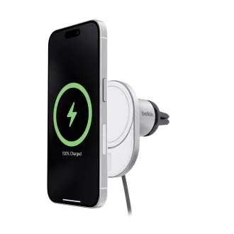 Belkin BOOST CHARGE™ Qi2 Magnetni nosilec za polnjenje v avtomobilu, 15 W, brez adapterja, siv