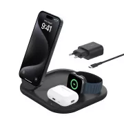 Belkin BOOST CHARGE™ Qi2 15W 3v1 magnetno stojalo za polnjenje, zložljivo, črno