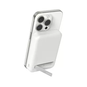 Belkin BOOST CHARGE™ Qi2 magnetna brezžična napajalna baterija s stojalom, 8000 mAh, 15 W, bela