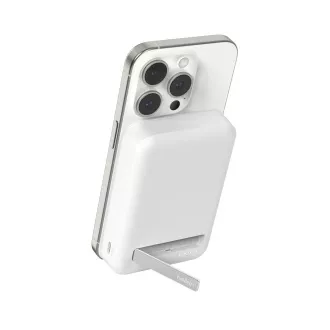 Belkin BOOST CHARGE™ Qi2 magnetna brezžična napajalna baterija s stojalom, 10000 mAh, 15 W, bela