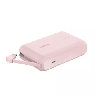 Belkin BOOST CHARGE™ USB-C Power Delivery PowerBank z integriranim kablom USB-C, 10000 mAh, 20 W, roza