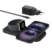 Belkin BOOST CHARGE PRO Qi2 2-v-1 brezžična zložljiva potovalna podlaga za iPhone/Apple Watch/AirPods, črna