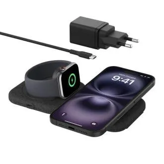 Belkin BOOST CHARGE PRO Qi2 2-v-1 brezžična zložljiva potovalna podlaga za iPhone/Apple Watch/AirPods, črna Belkin BOOST CHARGE PRO Qi2 2-v-1 brezžična zložljiva potovalna podlaga za iPhone/Apple Watch/AirPods, črna