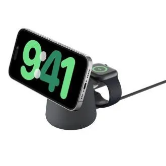 Belkin BOOST CHARGE PRO Qi2 2-v-1 polnilni stojalo za iPhone/Apple Watch/AirPods, temno siva Belkin BOOST CHARGE PRO Qi2 2-v-1 polnilni stojalo za iPhone/Apple Watch/AirPods, temno siva
