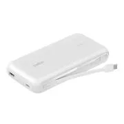Belkin BOOST CHARGE USB-C Power Delivery prenosna baterija z vgrajenim kablom USB-C, 20000 mAh, 30 W, bela