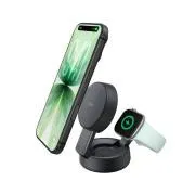 Belkin UltraCharge PRO Qi2 25 W 2-v-1 magnetni polnilnik za iPhone/Apple Watch/AirPods, temno siva