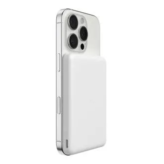 Belkin BOOST CHARGE Qi2 magnetna brezžična powerbanka, 5000 mAh, tanka, bela Belkin BOOST CHARGE Qi2 magnetna brezžična powerbanka, 5000 mAh, tanka, bela