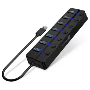 CONNECT IT Mighty Switch 2 USB-A vozlišče, (4xUSB-A 3.0, 3xUSB-A 2.0), zunanje, ČERNO