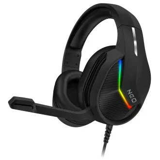 CONNECT IT NEO gaming slušalke z mikrofonom, osvetlitvijo, 1x enojni priključek (adapter za 2x priključek)   USB, ČERNA