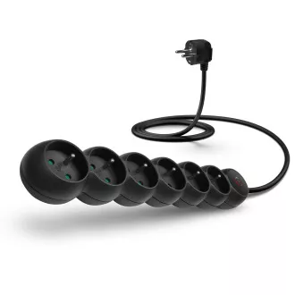 CONNECT IT podaljšek 230 V, 6 vtičnic, 5 m, s stikalom (črn)