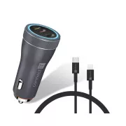 CONNECT IT InCarz DUPLEX avtopolnilec, 2x USB-C, 1x Lightning, ANTRACIT
