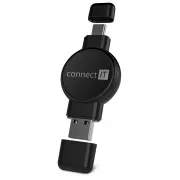 CONNECT IT WatchTravelCharge Brezžični polnilnik Qi (Apple, Samsung) USB-A/USB-C, ČERNA