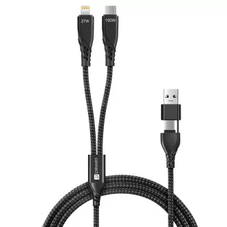CONNECT IT Wirez 4v1 1x USB-C, 1x Lightning, 1,25 m, Črna
