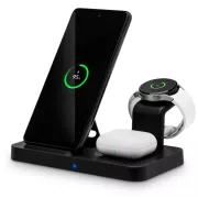 CONNECT IT MultiCharge 3v1 brezžični polnilec Qi za SAMSUNG, ČERNA