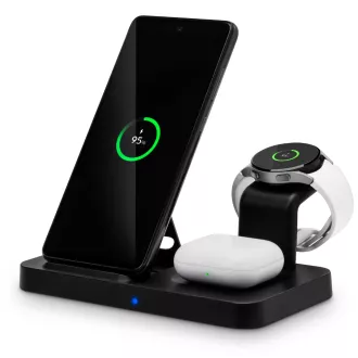 CONNECT IT MultiCharge 3v1 brezžični polnilec Qi za SAMSUNG, ČERNA