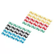 DIGITUS Barvne sponke za povezovalni kabel, pakiranje 100 kosov, mešano (20 kosov v vsaki barvi: rdeča, zelena, modra, rumena, črna)