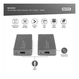 DIGITUS DS-55324 Brezžični video podaljšek 4K, 30 m (USB-C - HDMI) DIGITUS DS-55324 Brezžični video podaljšek 4K, 30 m (USB-C - HDMI)