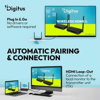 Komplet brezžičnega HDMI KVM podaljševalnika DIGITUS 4K/60 Hz, 100 m, črn Komplet brezžičnega HDMI KVM podaljševalnika DIGITUS 4K/60 Hz, 100 m, črn
