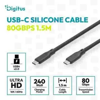 Digitus silikonski kabel USB4 različice 2.0, USB 80 Gbps, 1,5 m, črn Digitus silikonski kabel USB4 različice 2.0, USB 80 Gbps, 1,5 m, črn