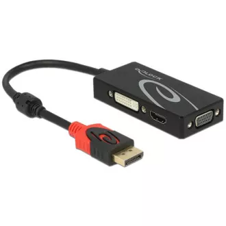 Delock adapter DisplayPort 1.2 (moški) > VGA / HDMI / DVI (ženski) 4K, pasivni, črn Delock adapter DisplayPort 1.2 (moški) > VGA / HDMI / DVI (ženski) 4K, pasivni, črn