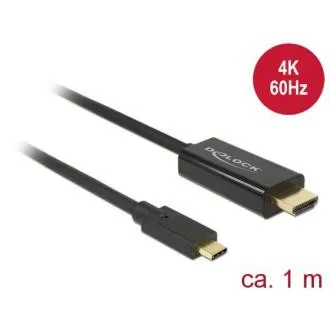 Delock Kabel USB Type-C™ moški > HDMI moški (DP Alt Mode) 4K 60 Hz 1 m črn Delock Kabel USB Type-C™ moški > HDMI moški (DP Alt Mode) 4K 60 Hz 1 m črn