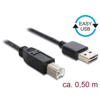 Delock kabel EASY-USB 2.0 tip A (moški) > USB 2.0 tip B (moški), 0,5 m, črn Delock kabel EASY-USB 2.0 tip A (moški) > USB 2.0 tip B (moški), 0,5 m, črn