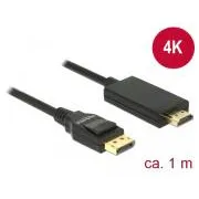 Delock kabel DisplayPort 1.2 (moški) > High Speed HDMI-A (moški), pasivni, 4K, 1 m, črn