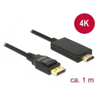 Delock kabel DisplayPort 1.2 (moški) > High Speed HDMI-A (moški), pasivni, 4K, 1 m, črn Delock kabel DisplayPort 1.2 (moški) > High Speed HDMI-A (moški), pasivni, 4K, 1 m, črn