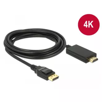 Delock Kabel Displayport 1.2 moški > High Speed HDMI-A moški pasivni 4K 3 m črn Delock Kabel Displayport 1.2 moški > High Speed HDMI-A moški pasivni 4K 3 m črn