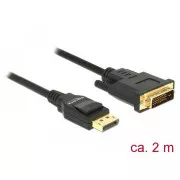 Delock Kabel Displayport 1.2 moški > DVI 24 1 moški pasivni 2 m črn