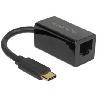Delock Adapter Superhitri USB (USB 3.1 Gen 1) z moškim USB Type-C™ > Gigabitni LAN 10/100/1000 Mb/s kompakten črn