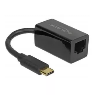 Delock Adapter Superhitri USB (USB 3.1 Gen 1) z moškim USB Type-C™ > Gigabitni LAN 10/100/1000 Mb/s kompakten črn