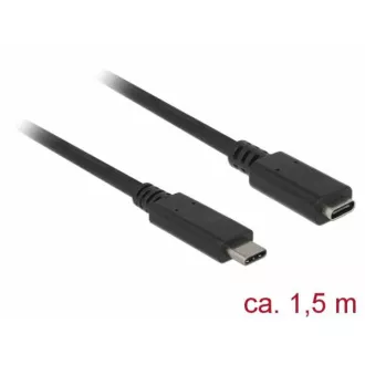 Delock SuperSpeed USB podaljšek (USB 3.1 Gen 1) USB Type-C™ moška in ženska vrata 3 A 1,5 m črna