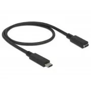Delock SuperSpeed USB podaljšek (USB 3.1 Gen 1) USB Type-C™ moška in ženska vrata 3 A 0,5 m črna