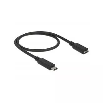 Delock SuperSpeed USB podaljšek (USB 3.1 Gen 1) USB Type-C™ moška in ženska vrata 3 A 0,5 m črna