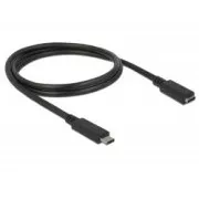 Delock SuperSpeed USB podaljšek (USB 3.1 Gen 1) USB Type-C™ moška in ženska vrata 3 A 1,0 m črna