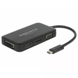 Delock Adapter USB Type-C™ Stecker > VGA / HDMI / DVI / DisplayPort ženski črn Delock Adapter USB Type-C™ Stecker > VGA / HDMI / DVI / DisplayPort ženski črn