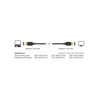 Delock DisplayPort kabel 8K 60 Hz 5 m DP 8K certificiran