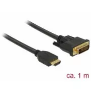 Delock HDMI na DVI kabel 24 1 dvosmerni 1 m