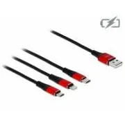Delock USB 3-v-1 polnilni kabel za Lightning™ / Micro USB / USB Type-C™, 1 m