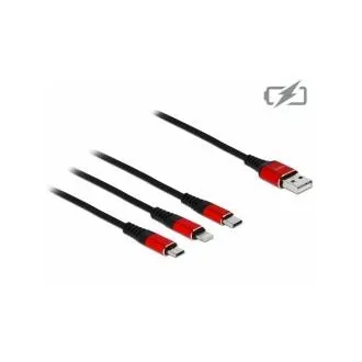 Delock USB 3-v-1 polnilni kabel za Lightning™ / Micro USB / USB Type-C™, 1 m