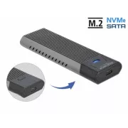 Delock Zunanje kombinirano ohišje USB Type-C™ za M.2 NVMe PCIe ali SATA SSD - brez orodja