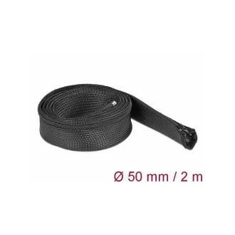 Delock Pletena ovojnica z zadrgo, 2 m x 50 mm, črna