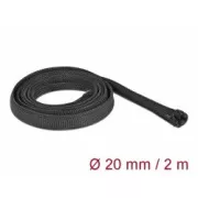 Delock Pletena ovojnica z zadrgo, 2 m x 20 mm, črna