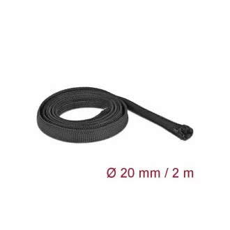 Delock Pletena ovojnica z zadrgo, 2 m x 20 mm, črna