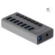Delock Zunanje vozlišče USB SuperSpeed s 7 priključki   stikalo