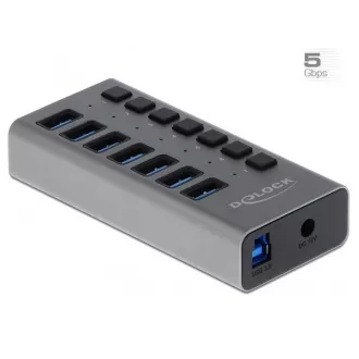 Delock Zunanje vozlišče USB SuperSpeed s 7 priključki   stikalo