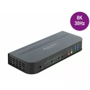 Delock DisplayPort 1.4 KVM stikalo 8K 30 Hz z USB 3.0 in zvokom