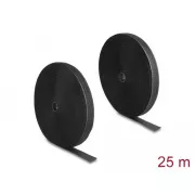 Delock Zelo zanesljiv trak Velcro L 25 m x Š 25 mm, črn