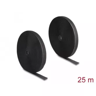 Delock Zelo zanesljiv trak Velcro L 25 m x Š 25 mm, črn